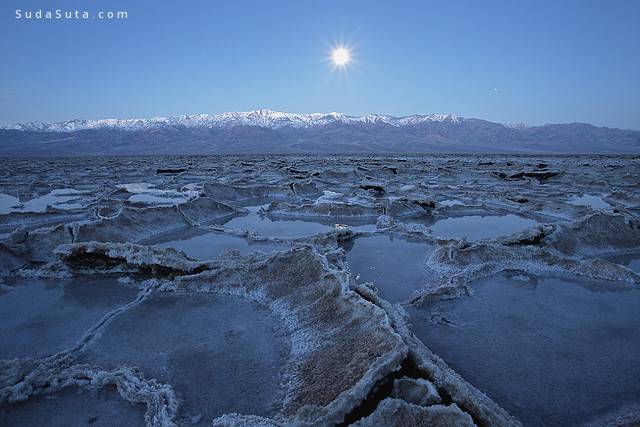 Badwater Unerwater Moonset, Badwater Salt Flats, Death Valley, CA