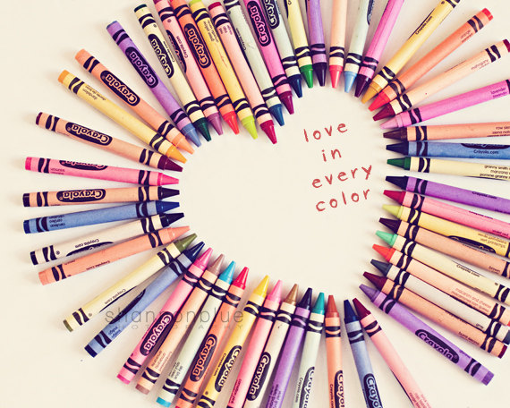 heart love crayons color rainbow