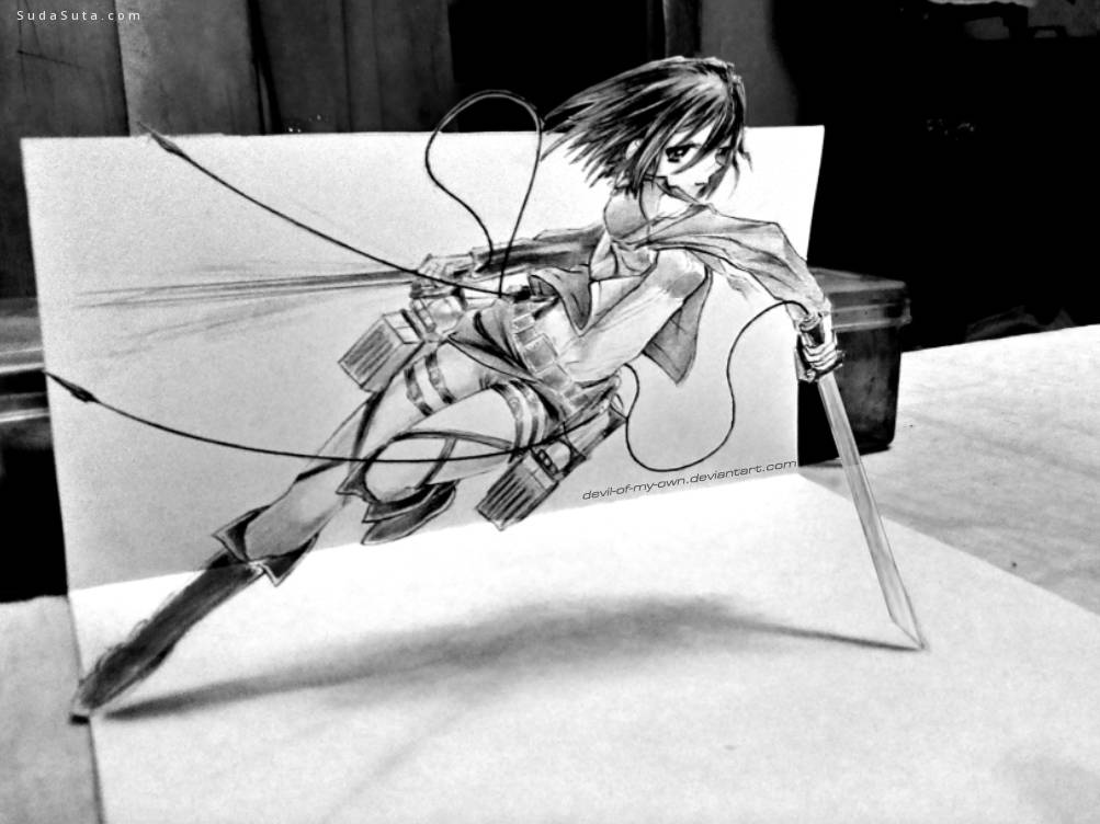 Mikasa Ackerman - 3D Drawing by devil-of-my-own