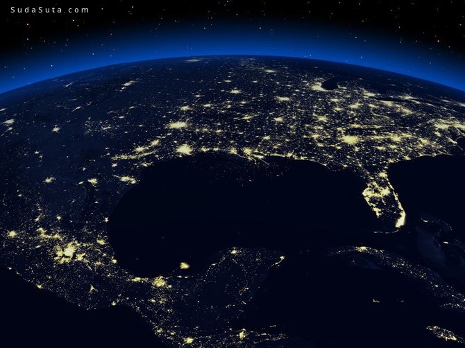 航拍地球夜景图片