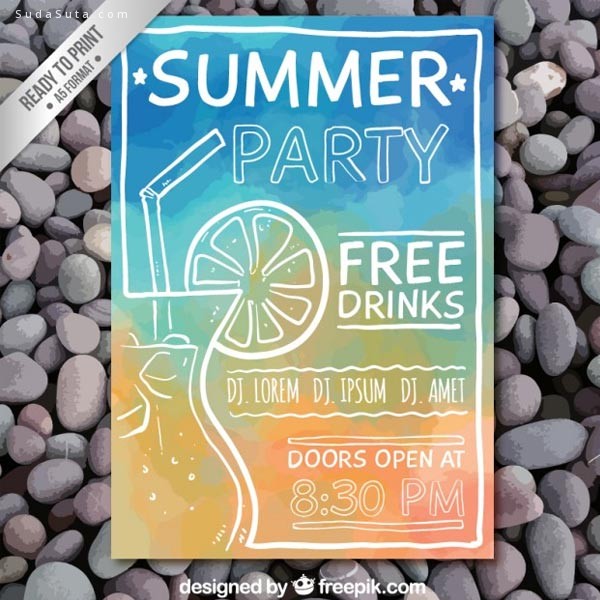 Hand-painted-summer-party-poster