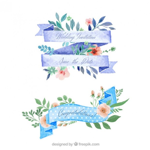 Watercolor-floral-ribbons-for-wedding