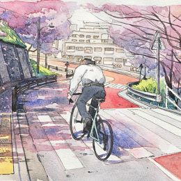 少年与自行车 Mateusz Urbanowicz 水彩插画欣赏