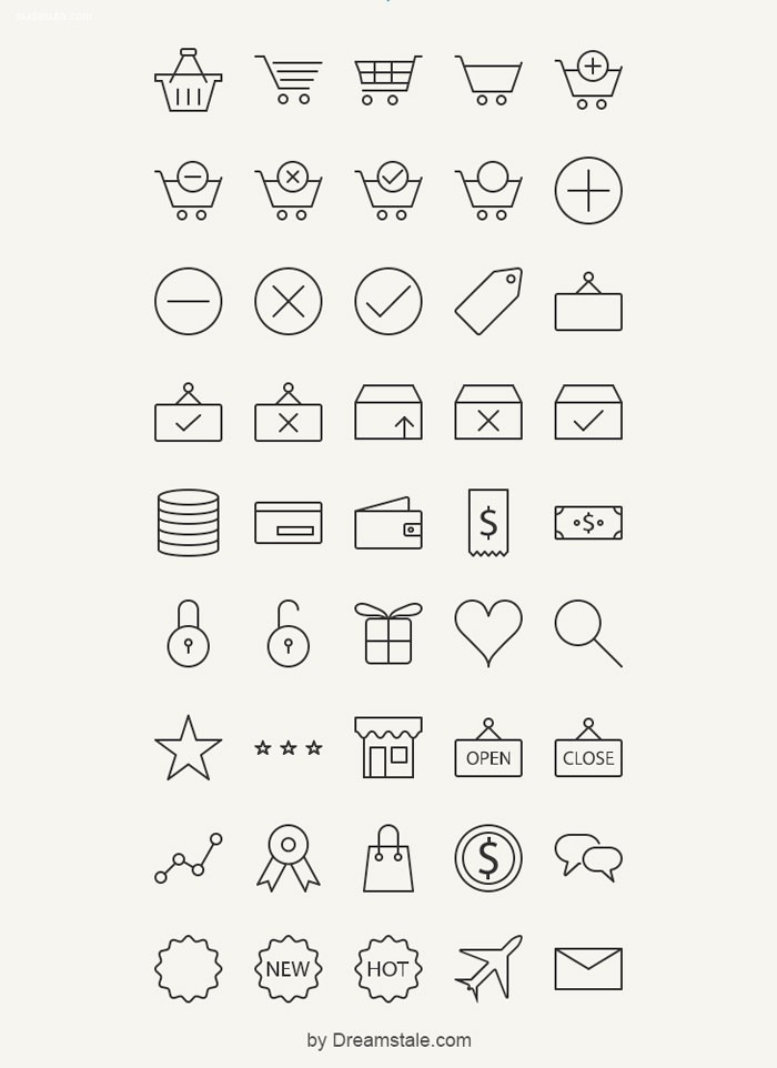 45-outline-e-commerce-icons
