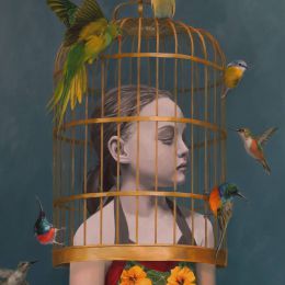 Elise Macdonald 少女与鸟笼 超现实主义绘画艺术欣赏