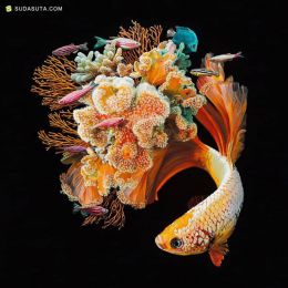 Lisa Ericson 鱼与花 超现实主义绘画艺术欣赏